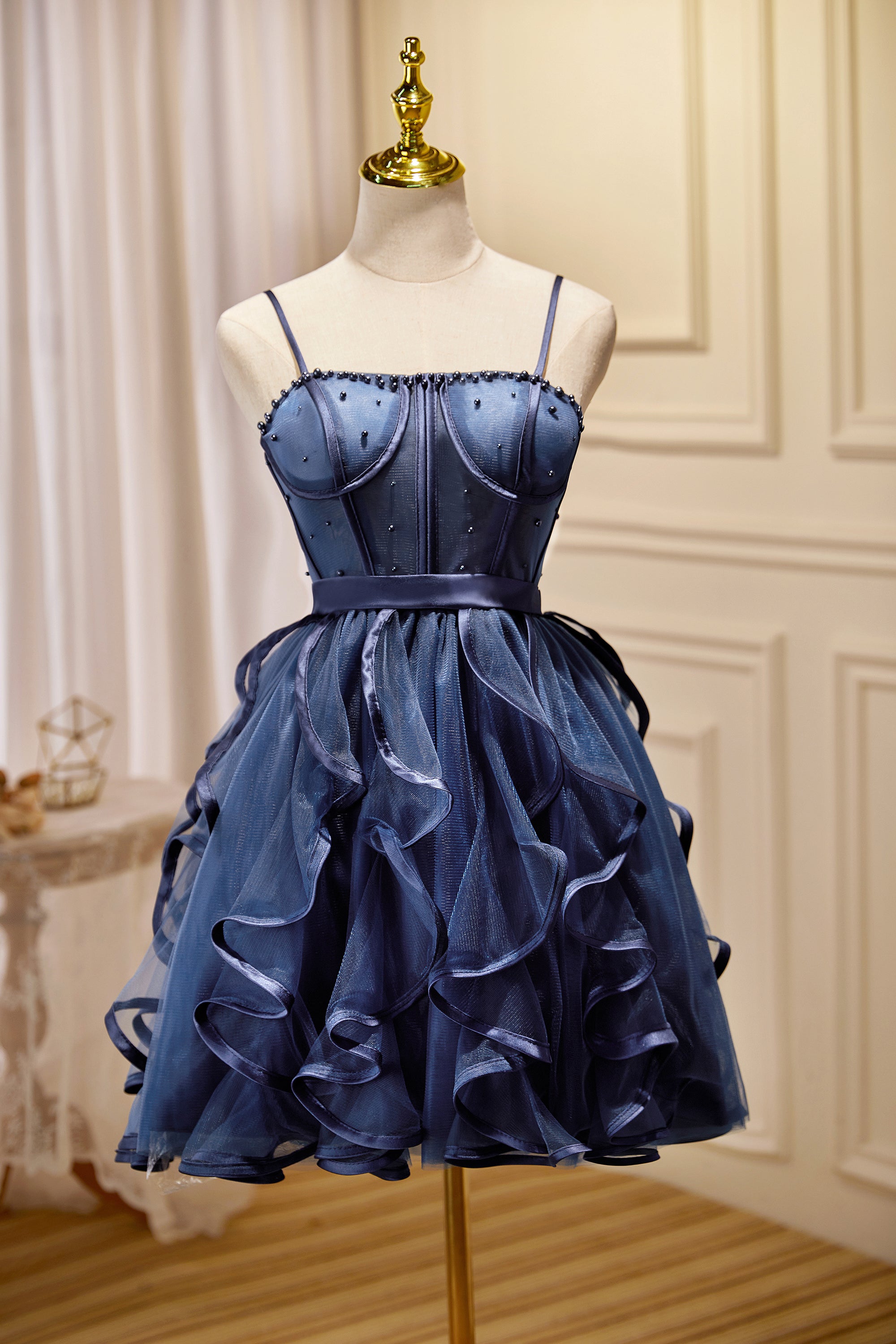 Ombreprom Homecoming Dress Navy Blue Spaghetti Straps Beading Tulle Short Prom Dress Ombreprom Homecoming Dress Navy Blue Spaghetti Straps Beading Tulle Short Prom Dress