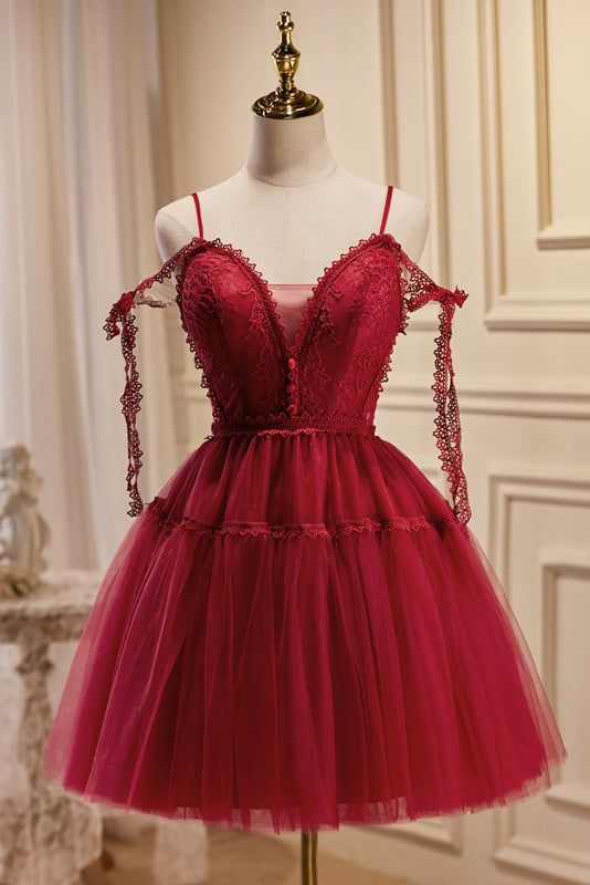 Ombreprom Homecoming Dress Burgundy Spaghetti Straps V Neck A Line Tulle Short Sweet 16 Dress Ombreprom Homecoming Dress Burgundy Spaghetti Straps V Neck A Line Tulle Short Sweet 16 Dress