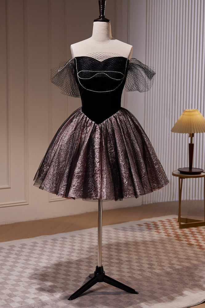 Ombreprom Homecoming Dress Black Strapless Off The Shoulder with Beading Ombreprom Homecoming Dress Black Strapless Off The Shoulder with Beading