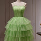 Sparkle Green Spaghetti Straps Sequins Tulle Short Homecoming Dresses