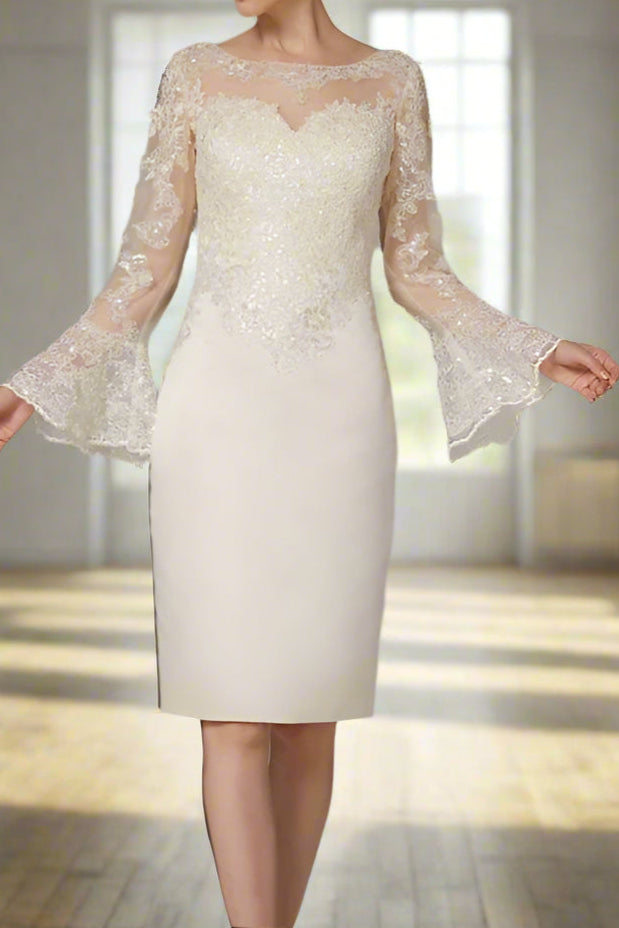 Luxurious Jewel Neck Knee Length Mother of the Bride Dress Luxurious Jewel Neck Knee Length Mother of the Bride Dress