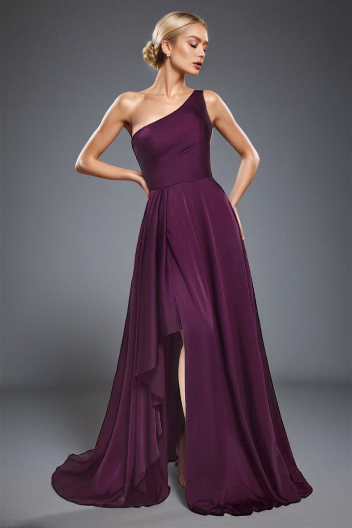 Minimalist Elegant One Shoulder Sleeveless A Line Prom Dress Minimalist Elegant One Shoulder Sleeveless A Line Prom Dress