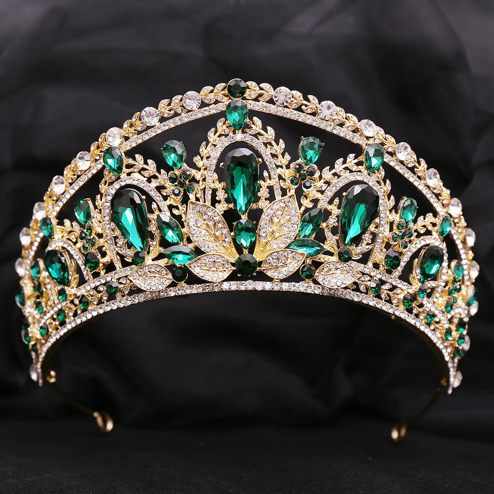 OMB1004 - Baroque Alloy Electroplated Crystal Crown Tiara Beauty Pageant Bride Wedding Headband Hair Accessories