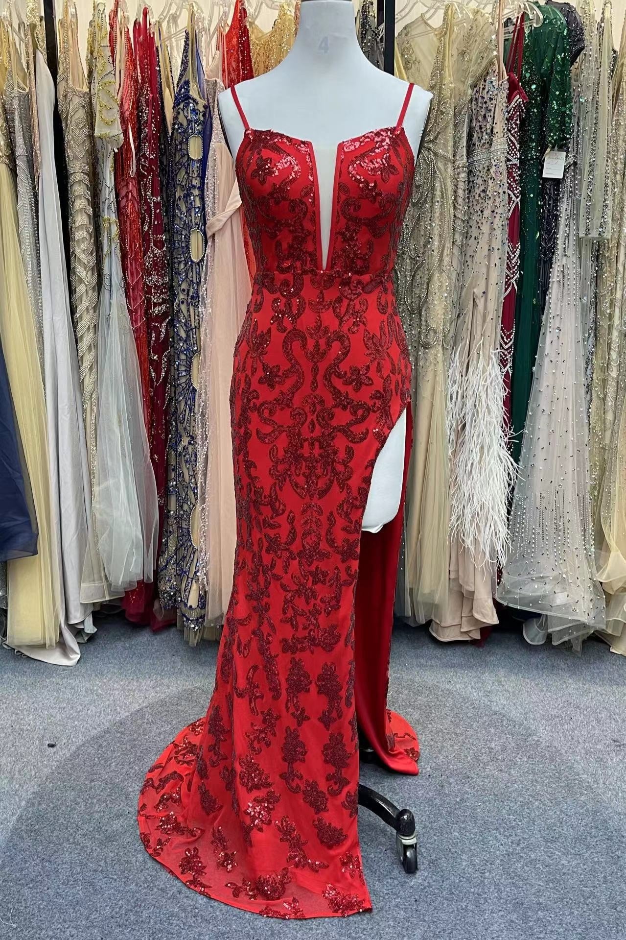 Mermaid Straps Deep V-neck Long Prom Dress with Slit Mermaid Straps Deep V-neck Long Prom Dress with Slit
