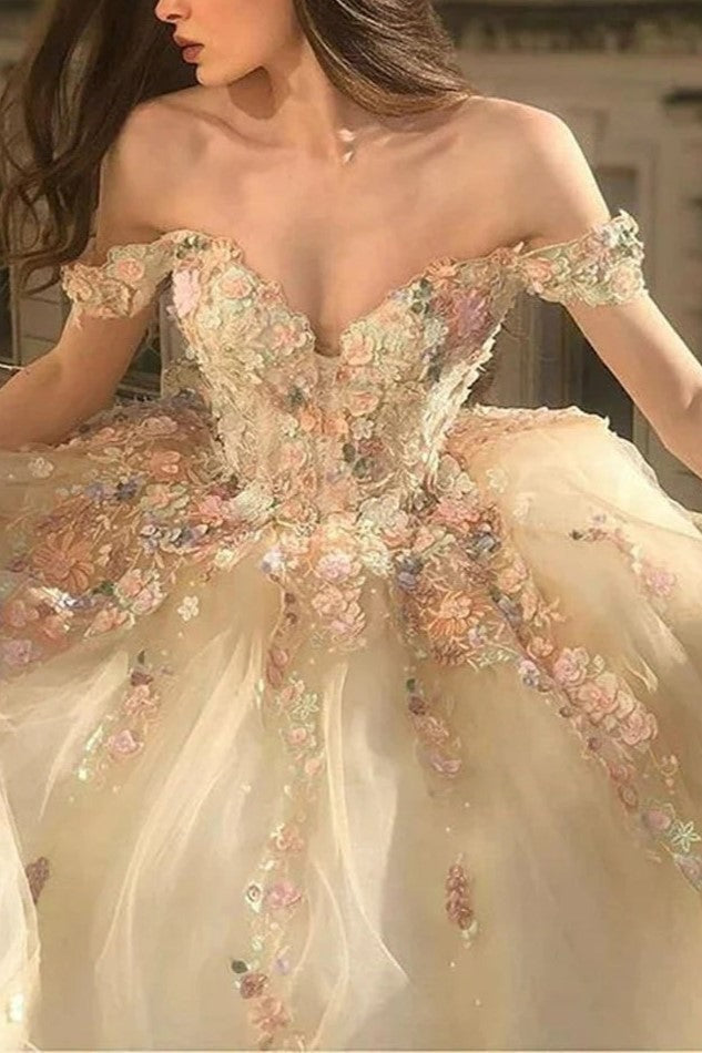 Off The Shoulder Champagne Ball Gown Quinceanera Dresses Off The Shoulder Champagne Ball Gown Quinceanera Dresses