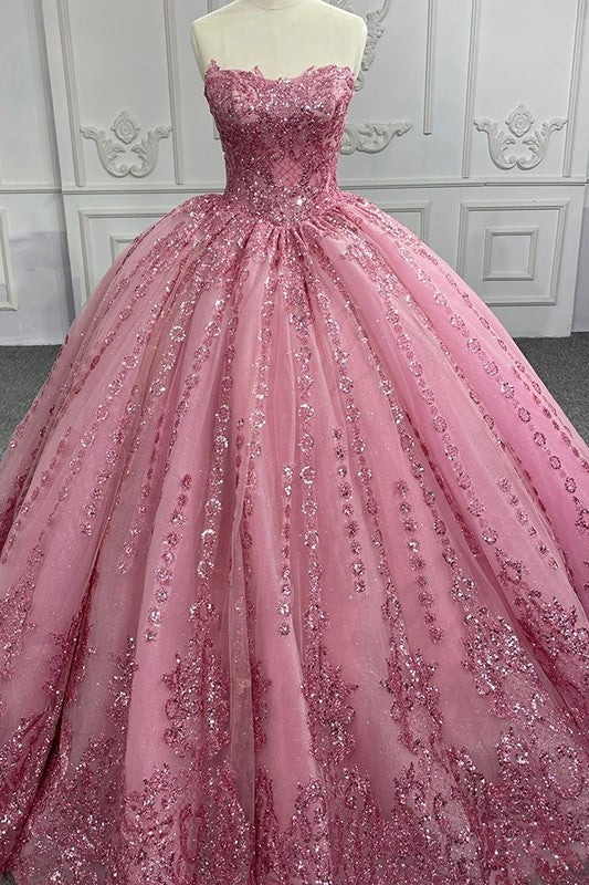 pink court dresses Elegant Pink Mermaid Court Train Prom Dresses wth Silver Beads