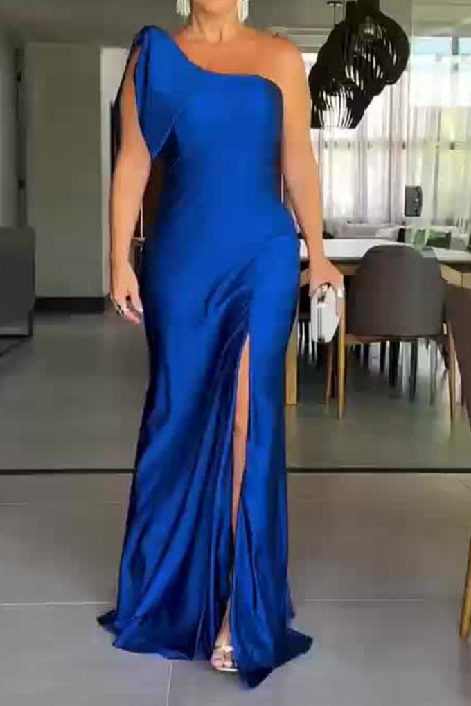 Royal Blue Simple One Shoulder Mermaid Prom Dresses Elegant Evening Go Royal Blue Simple One Shoulder Mermaid Prom Dresses Elegant Evening Go