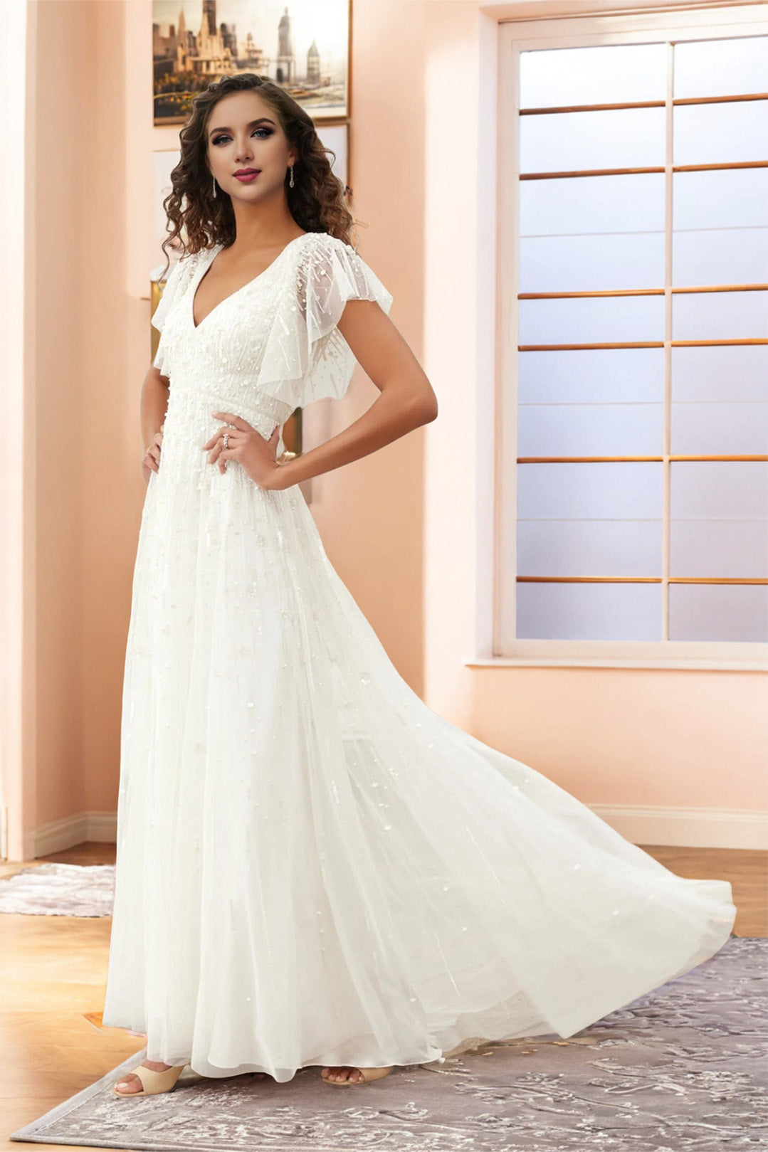 simple ivory lace dress Simple A-Line Wedding Dress Cap Sleeve Scoop Neck Tulle Lace Floor Length Sweep Train Ivory