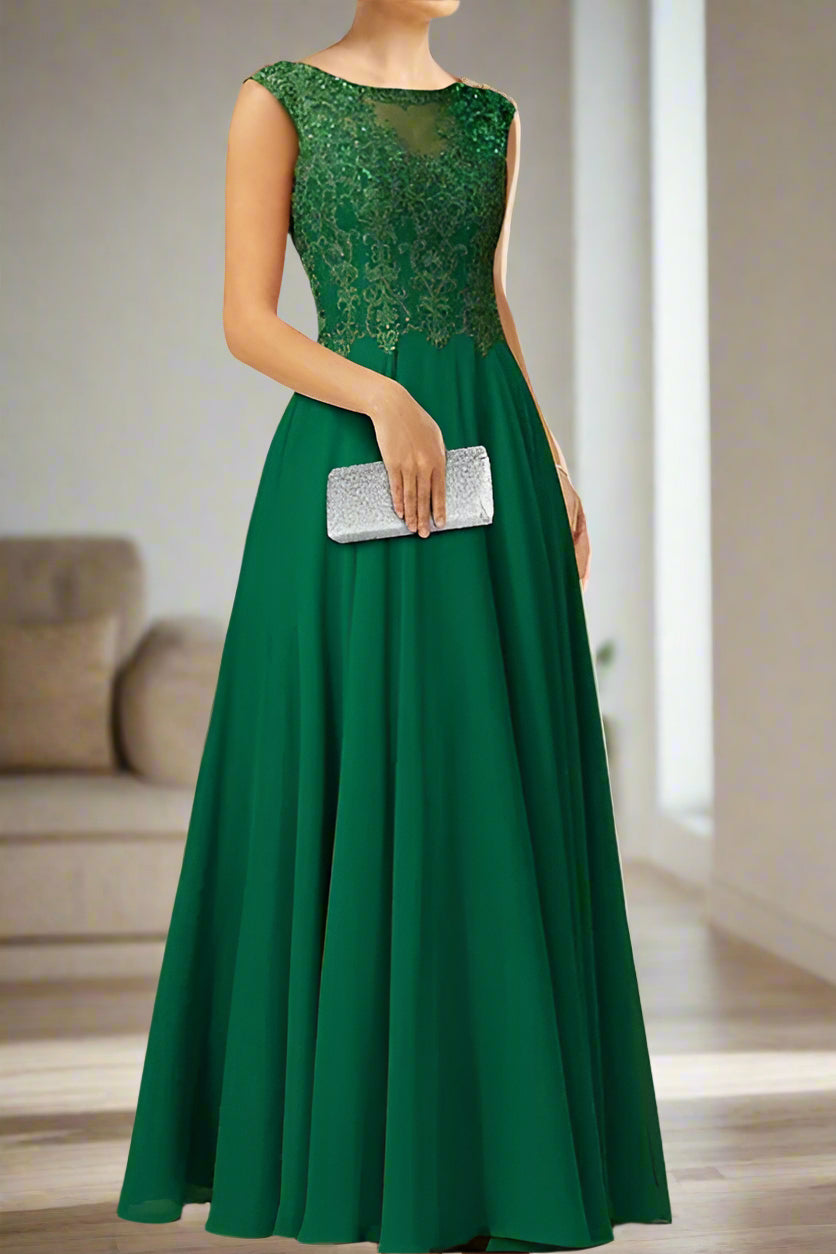 Sleeveless Scoop Neck Chiffon A-Line Mother of the Bride Dress Sleeveless Scoop Neck Chiffon A-Line Mother of the Bride Dress