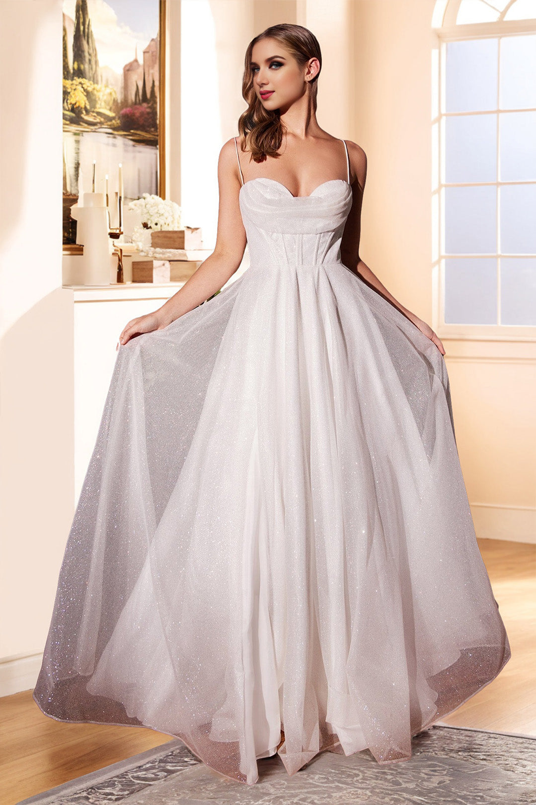 Sweetheart Ivory Tulle Sleeveless Spaghetti Straps Bridal Dress Sweetheart Ivory Tulle Sleeveless Spaghetti Straps Bridal Dress