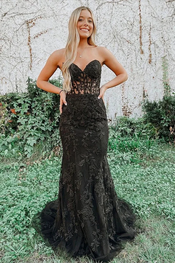 Sweetheart Lace Appliques Mermaid Prom Dresses Sweetheart Lace Appliques Mermaid Prom Dresses