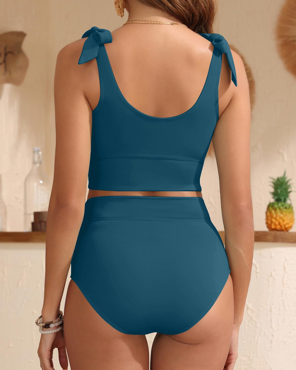 OmbreSwim - Two Piece High Waisted Swimsuits Women Tummy Control Bikini Modest Bathing Suit