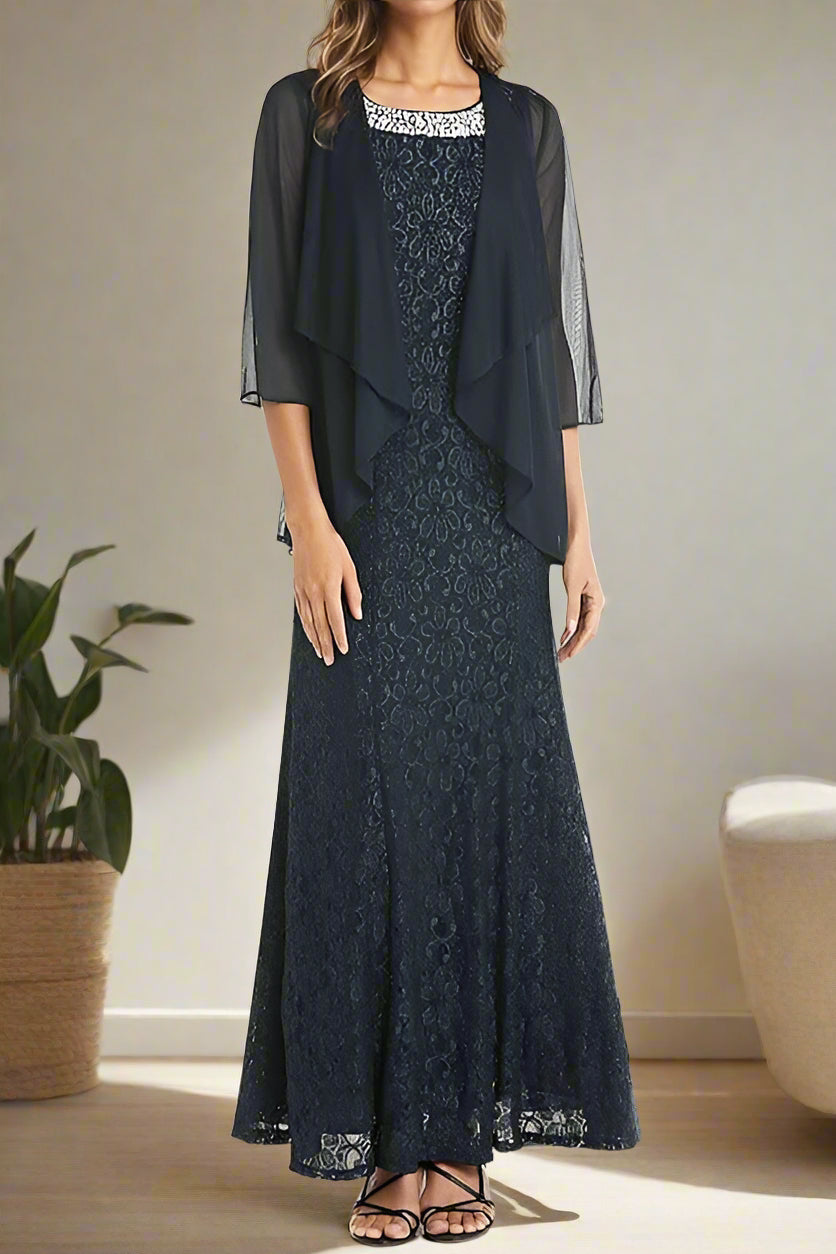 Two Piece Beading Ankle Length Chiffon Mother of the Bride Dress Two Piece Beading Ankle Length Chiffon Mother of the Bride Dress
