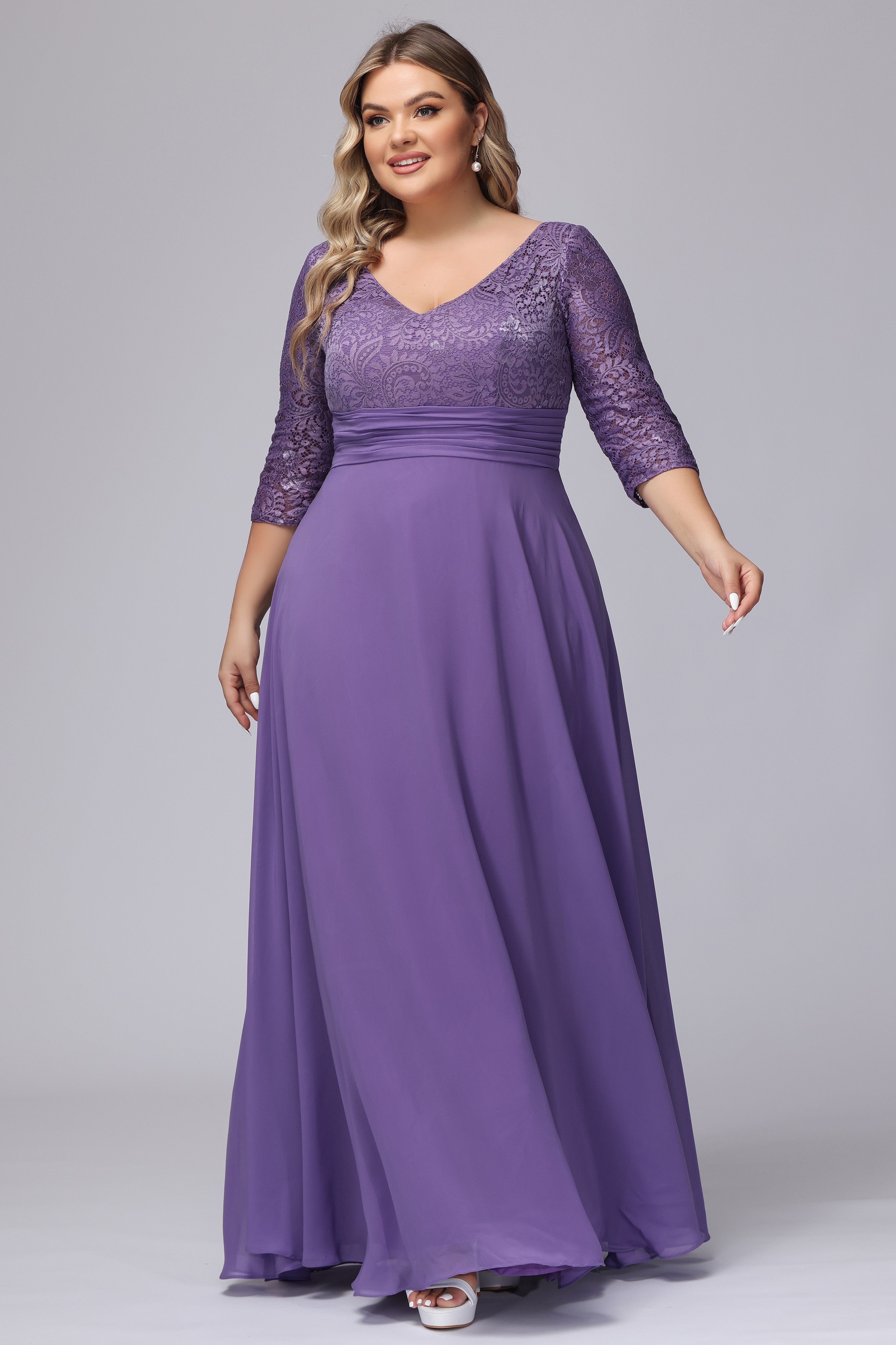 Tahiti V-Neck 3/4 Sleeves Lace Chiffon Mother of The Bride Dresses Tahiti V-Neck 3/4 Sleeves Lace Chiffon Mother of The Bride Dresses