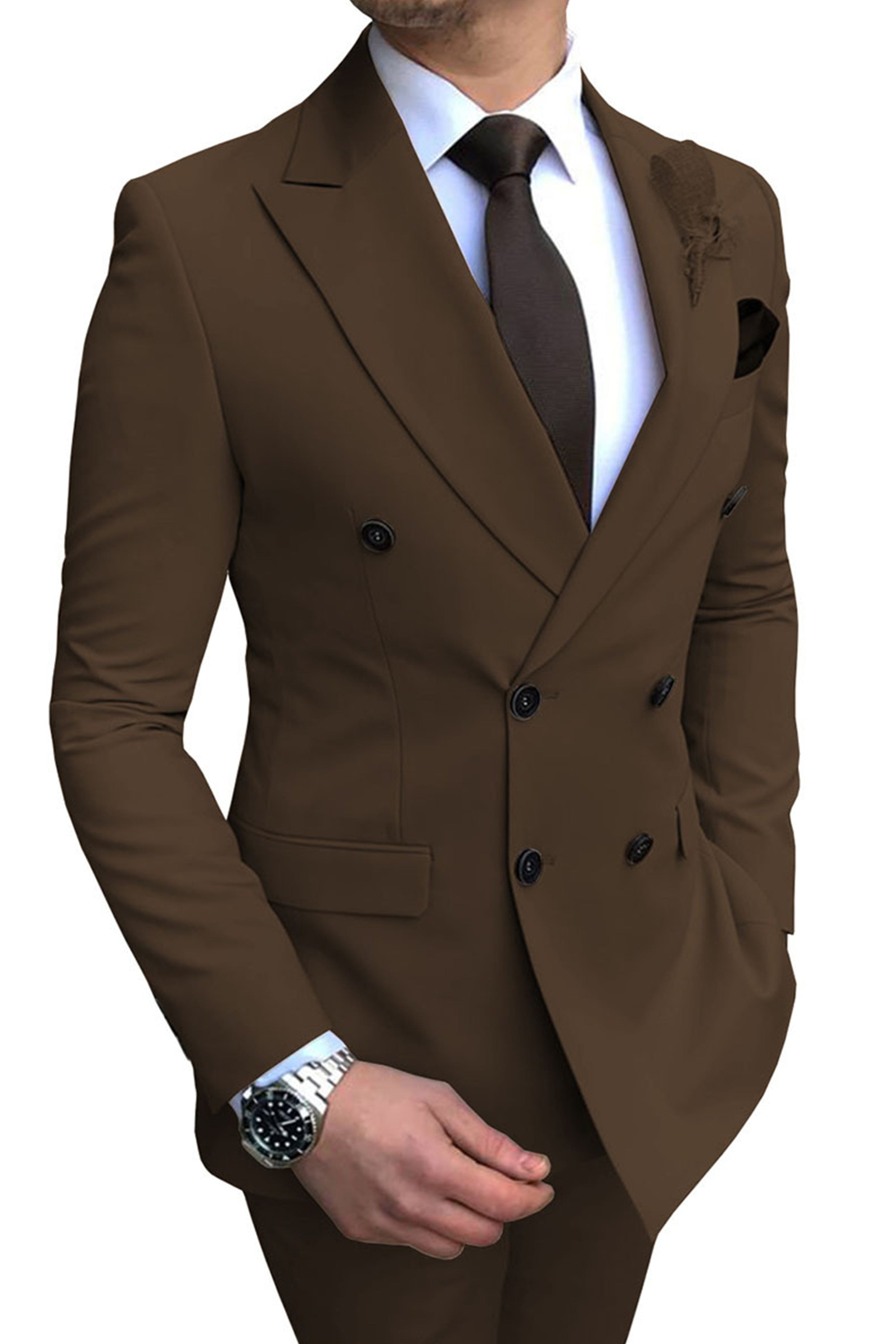 Solid Color Professional 2 Pieces Men's Slim Business Formal Wear Suit