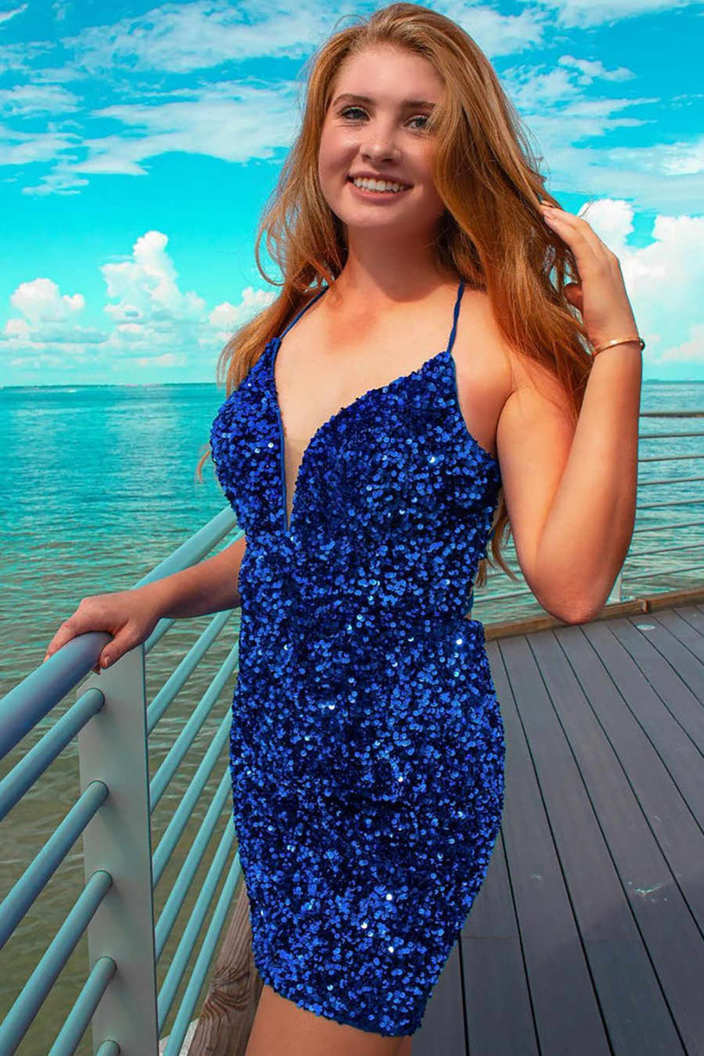 Ombreprom New Homecoming Dress Sparkly Royal Blue V Neck Backless Sequins Short Prom Dress Ombreprom New Homecoming Dress Sparkly Royal Blue V Neck Backless Sequins Short Prom Dress