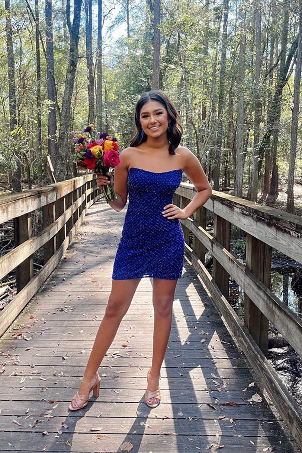 Ombreprom Homecoming Dress Royal Blue Strapless Bodycon Sequins Short Prom Dress Ombreprom Homecoming Dress Royal Blue Strapless Bodycon Sequins Short Prom Dress