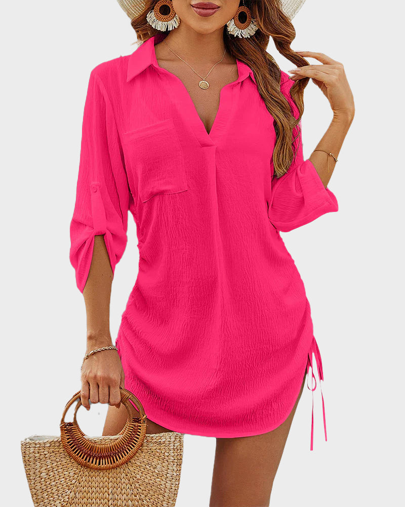 OmbreSwim - Coverup Drawstring Beach Dress Shirt