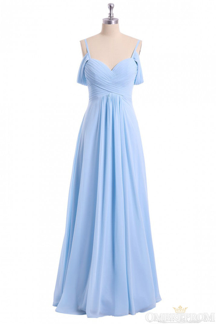 A-line Sky Blue Long Wedding Party Dresses A-line Sky Blue Long Wedding Party Dresses