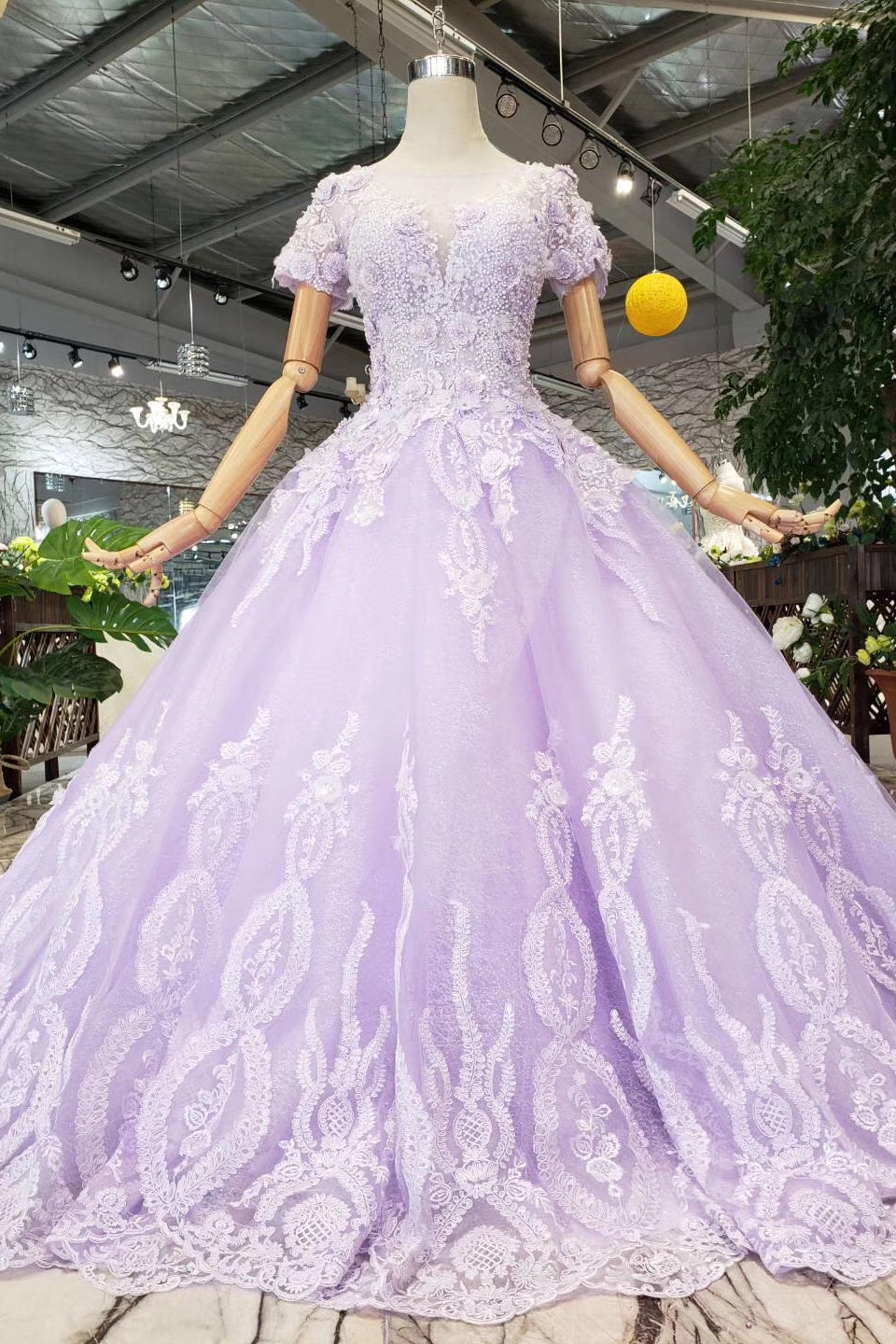 Ball Gown Short Sleeves Beaded Prom Dresses, Quinceanera Gown With App Ball Gown Short Sleeves Beaded Prom Dresses, Quinceanera Gown With App