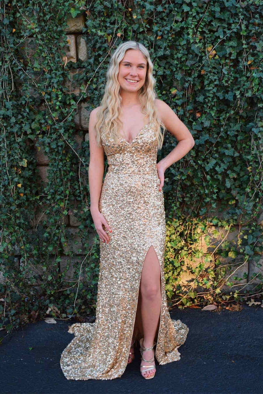 Mermaid Sequins Flattering Long Prom Party Dresses with Slit Mermaid Sequins Flattering Long Prom Party Dresses with Slit