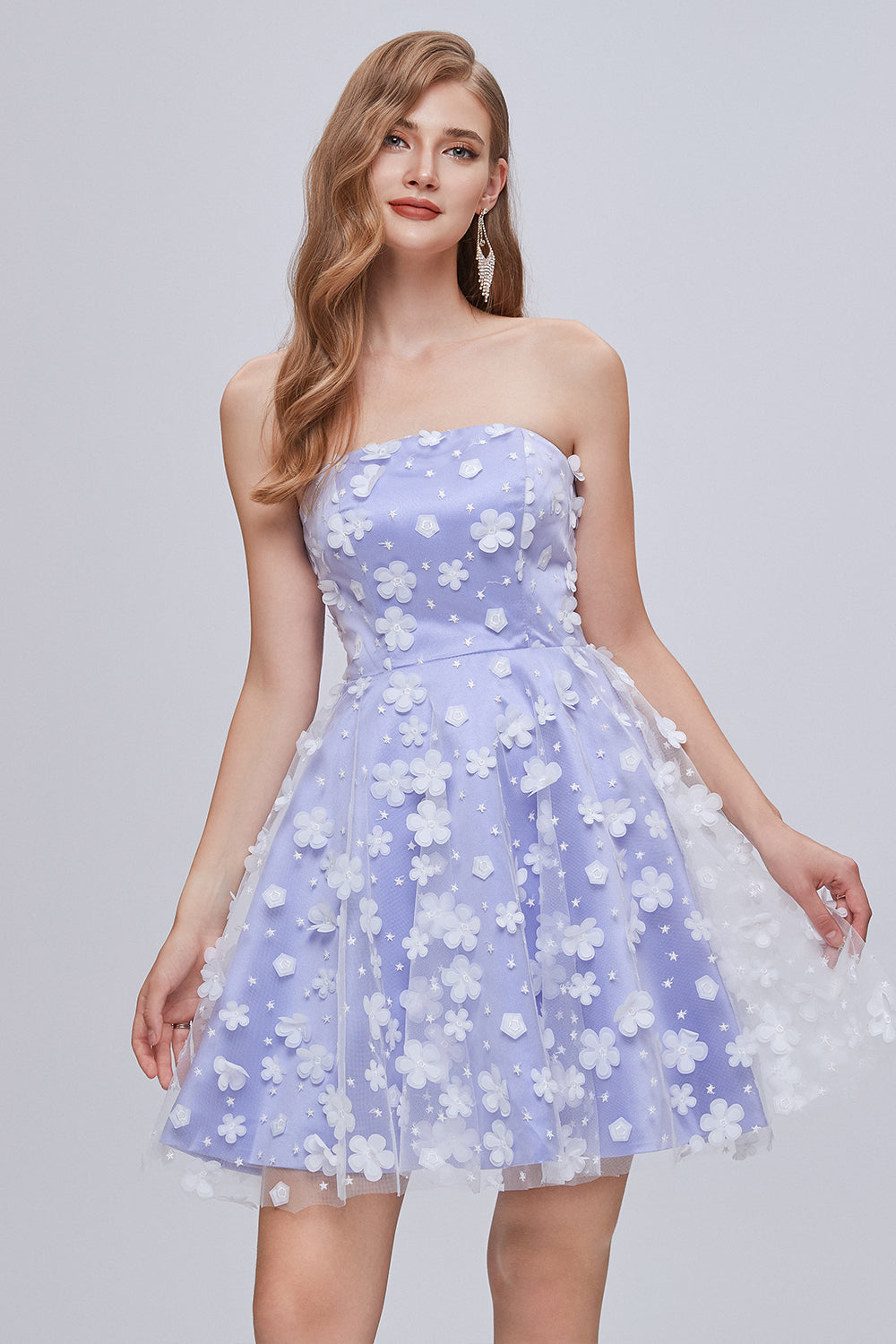 homecoming dresses lilac Ombreprom Homecoming Dress Purple Strapless A Line Lace Appliques Short Hoco Dress
