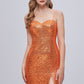 Sparkle Spaghetti Straps Sweetheart Split Sequins Homecoming Dresses
