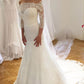 Elegant Formal Trumpet Off The Shoulder Ivory Lace Wedding Dresses With Sleeves