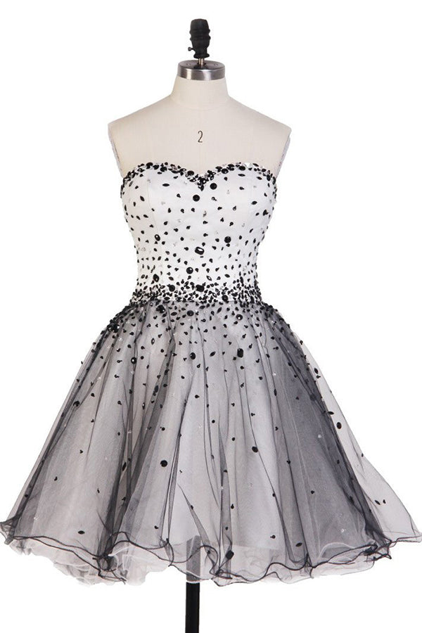 Ombreprom Homecoming Dress Classy Black and White Sleeveless Short Prom Dress Ombreprom Homecoming Dress Classy Black and White Sleeveless Short Prom Dress