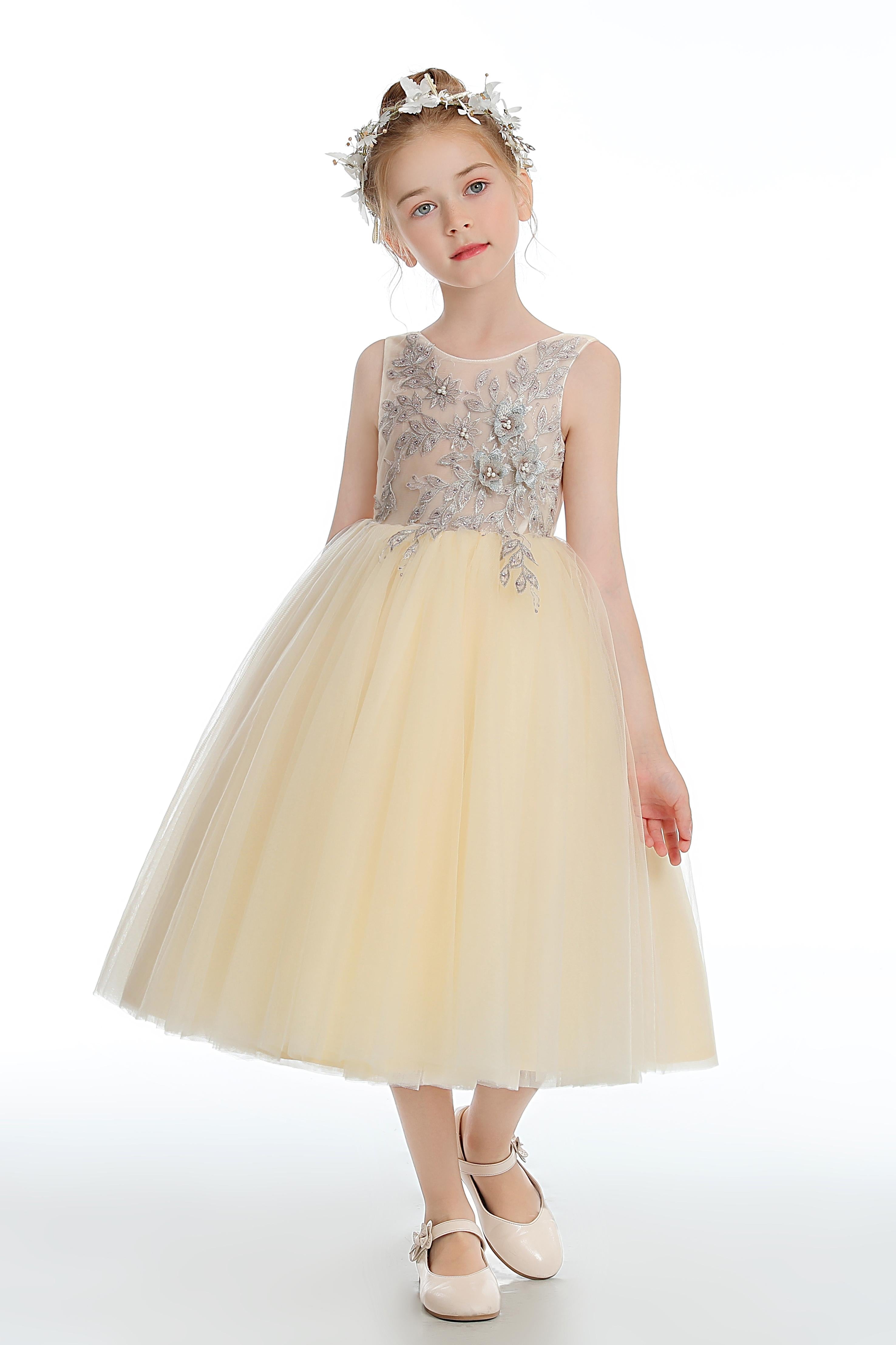 Daffodil Sleeveless V Back Tulle Flower Girl Dresses Daffodil Sleeveless V Back Tulle Flower Girl Dresses