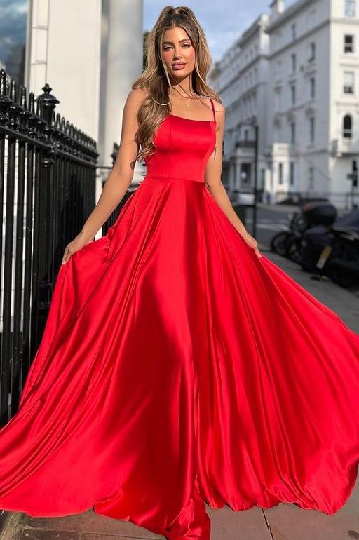 gorgeous red dresses Gorgeous Red A Line Sleeveless Lace Up Prom Dresses