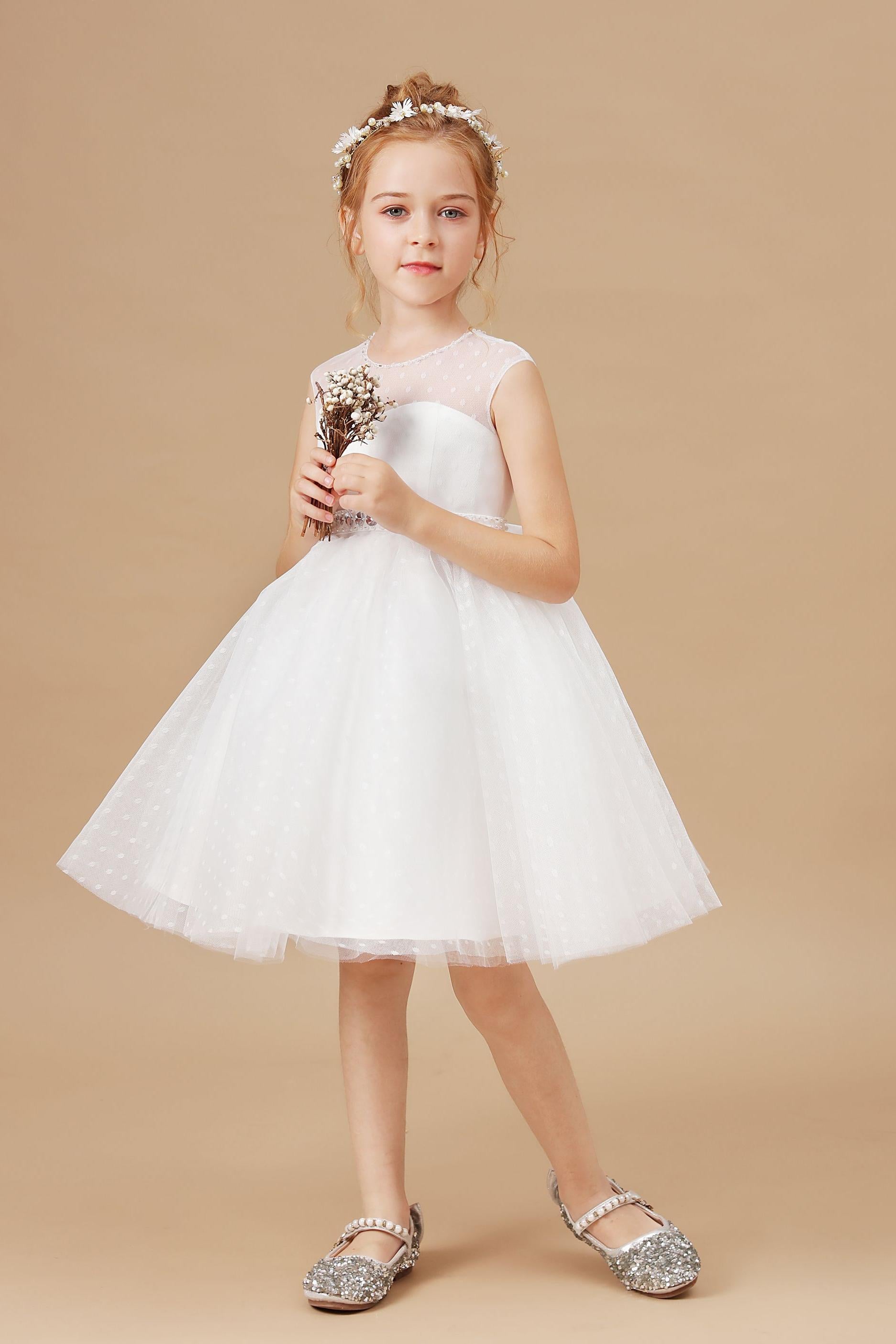 Sleeveless Ivory Lace Tulle Flower Girl Dresses Sleeveless Ivory Lace Tulle Flower Girl Dresses
