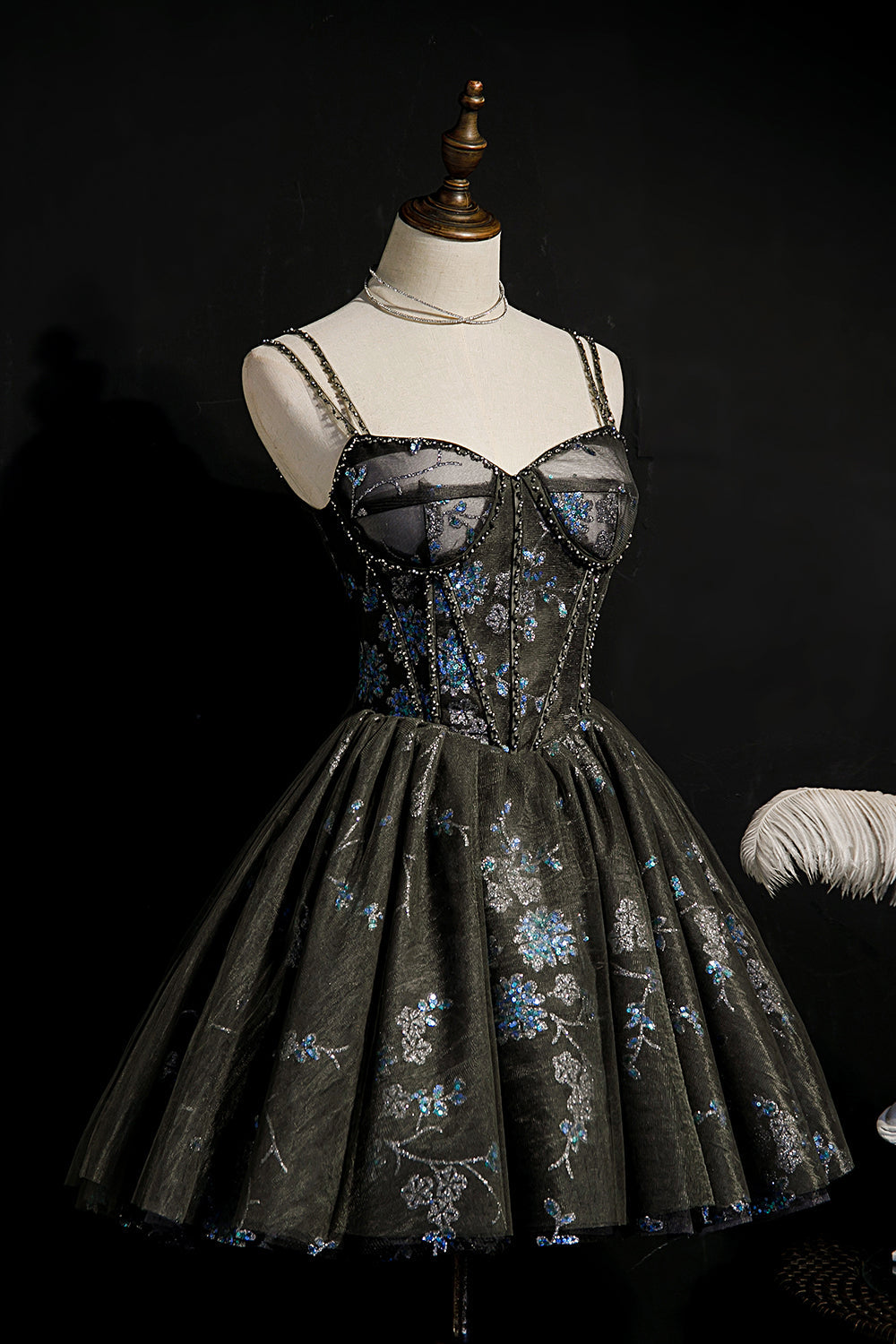 Ombreprom Homecoming Dress Dark Grey Sequins Lace Up Ball Gown Tulle Short Prom Dress Ombreprom Homecoming Dress Dark Grey Sequins Lace Up Ball Gown Tulle Short Prom Dress