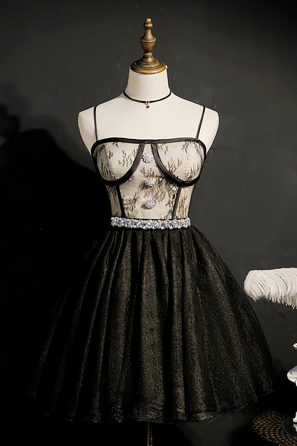 Ombreprom Homecoming Dress Chic Black Lace Spaghetti Straps Tulle Short Prom Dress Ombreprom Homecoming Dress Chic Black Lace Spaghetti Straps Tulle Short Prom Dress