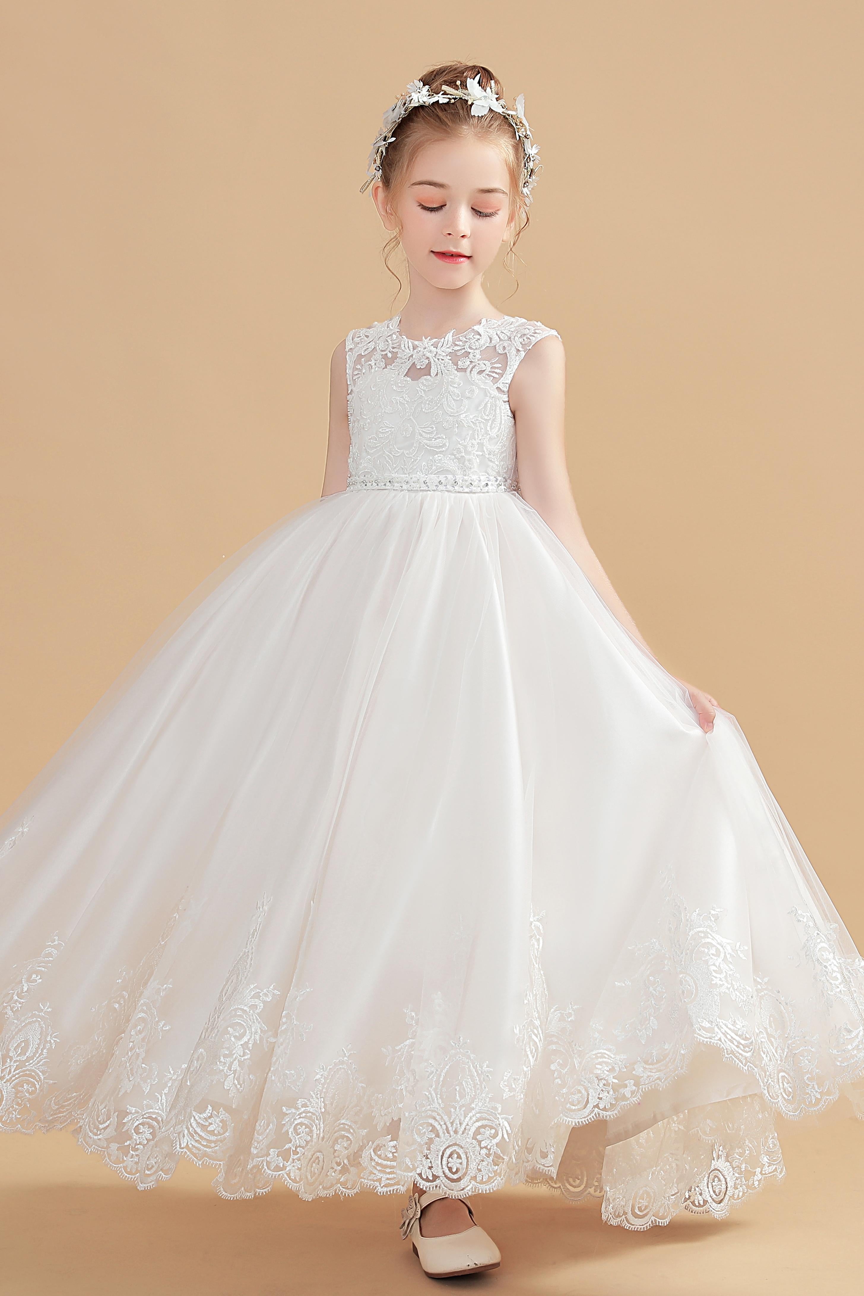 Cute Cap Sleeves Ivory Tulle Flower Girl Dresses With Beading Cute Cap Sleeves Ivory Tulle Flower Girl Dresses With Beading