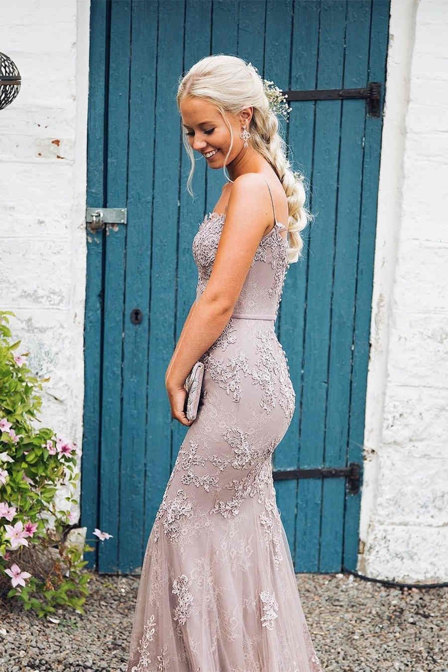 Dusty Rose Lace Mermaid School Party Gown Formal Evening Dresses Long Dusty Rose Lace Mermaid School Party Gown Formal Evening Dresses Long