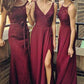 Burgundy A Line Floor Length Sleeveless Appliques Beading Cheap Bridesmaid Dresses B200 - Ombreprom