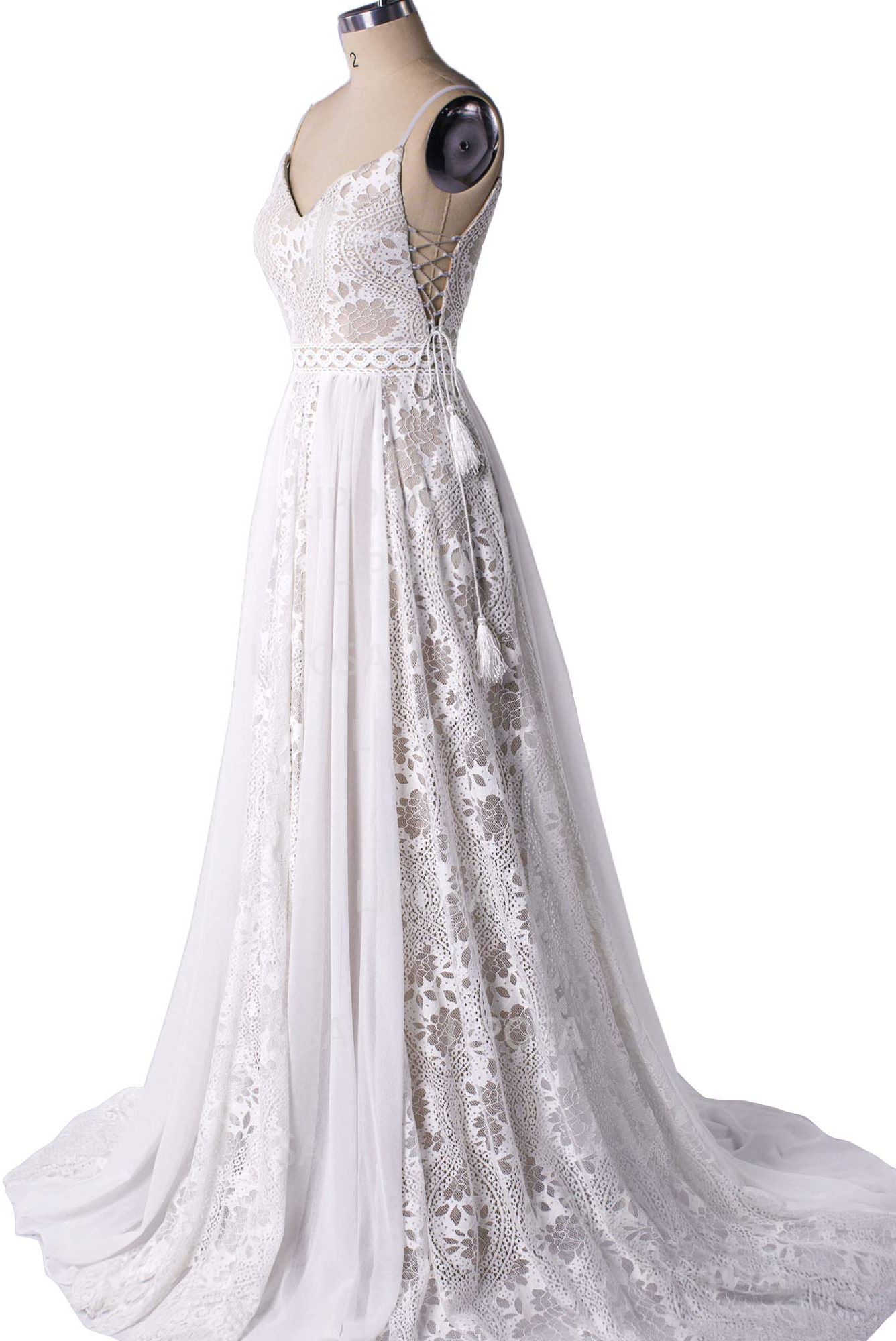 Bohemia Long V-neck Backless Elegant Beach Lace Wedding Dresses Bohemia Long V-neck Backless Elegant Beach Lace Wedding Dresses