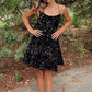 Charming Black A Line Sequins Short Homecoming Dresses