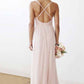 Impressive Pink Spaghetti Straps Sleeveless V Neck Bridesmaid Dresses