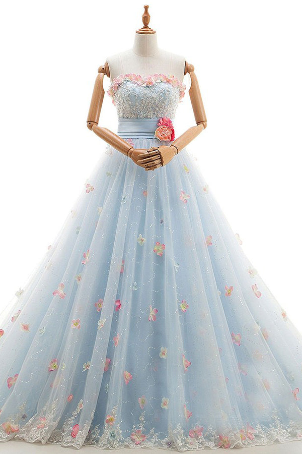 Ombreprom Wedding Dress Charming Light Blue Tulle Sweetheart Ball Gown Court Train Bridal Gown Ombreprom Wedding Dress Charming Light Blue Tulle Sweetheart Ball Gown Court Train Bridal Gown