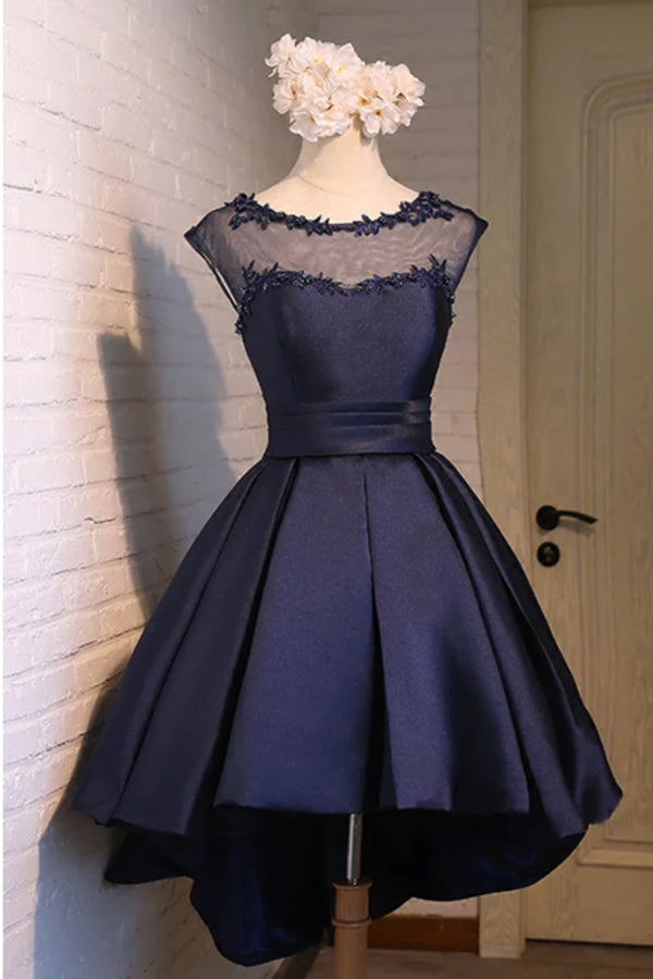 Elegant A Line Satin Knee Length With Applique Homecoming Dresses Elegant A Line Satin Knee Length With Applique Homecoming Dresses