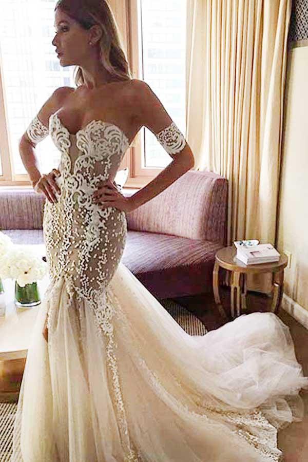 Ombreprom Wedding Dress Sparkly Sweetheart Mermaid Backless Court Train Wedding Gown Ombreprom Wedding Dress Sparkly Sweetheart Mermaid Backless Court Train Wedding Gown