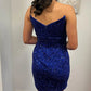 Sparkle Royal Blue Strapless V Neck Sequins Homecoming Dresses