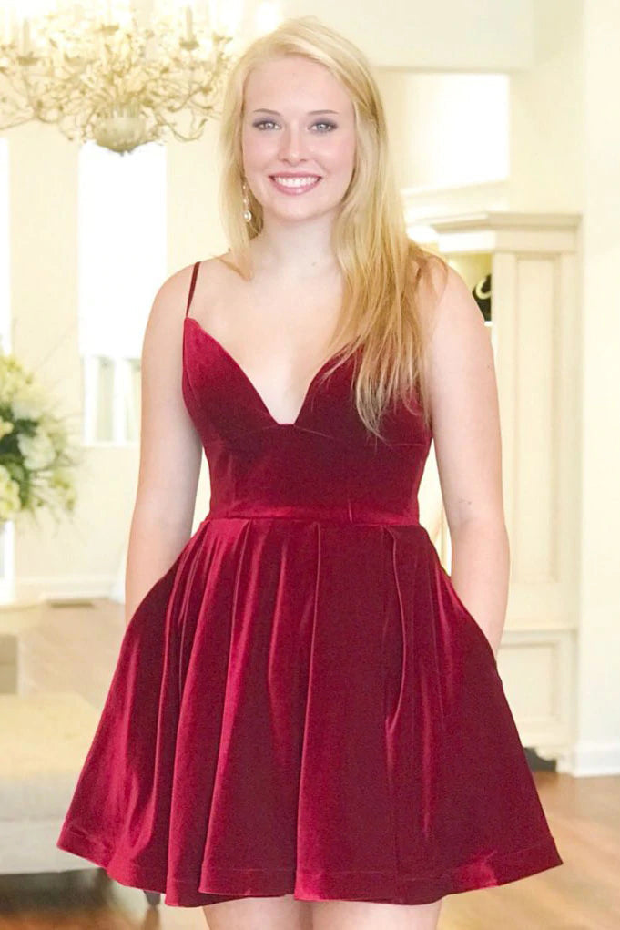 velvet dress short spaghetti strap Spencer" Velvet Flower Spaghetti Strap Short Dress
