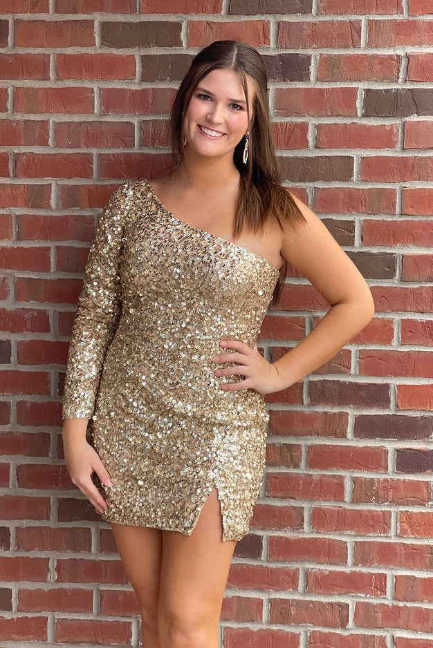 Ombreprom Homecoming Dress Sparkly Sequins One Shoulder Cocktail Dress for Women Ombreprom Homecoming Dress Sparkly Sequins One Shoulder Cocktail Dress for Women