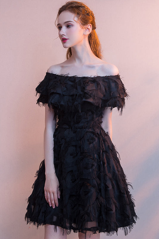 Ombreprom Black Homecoming Dress Elegant Off The Shoulder Short Prom Dress Ombreprom Black Homecoming Dress Elegant Off The Shoulder Short Prom Dress