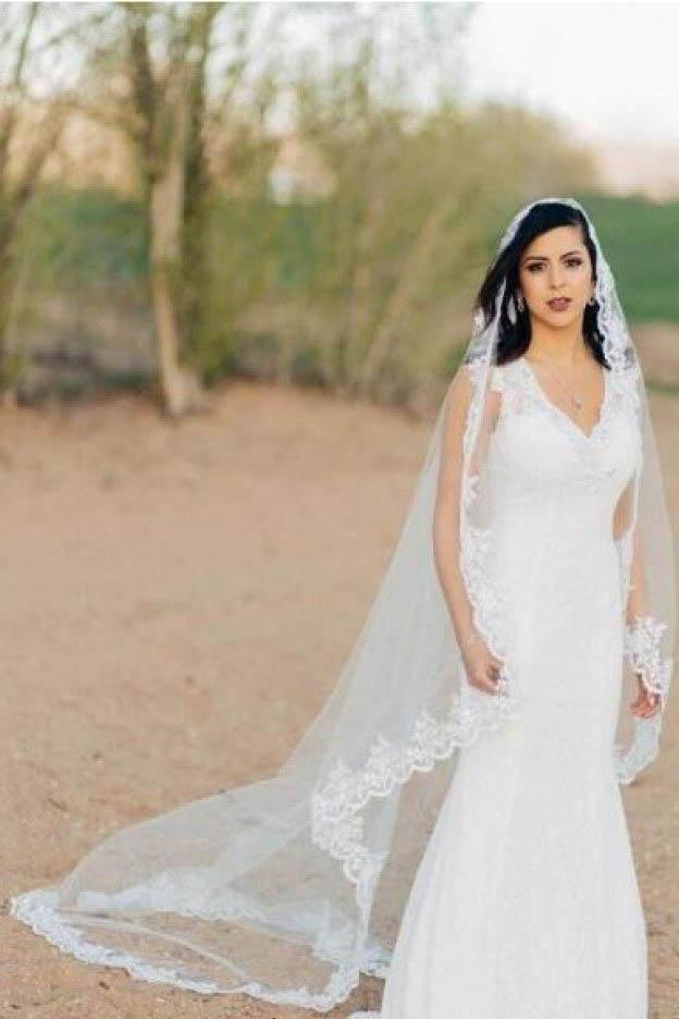 Charming 3Meters Long Tulle With Applique Wedding Veils V09 - Ombreprom