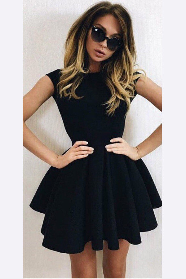 Cute A-Line Homecoming Dresses,Black Ball Gown Backless Short Prom Dresses 2017 HCD29 - Ombreprom