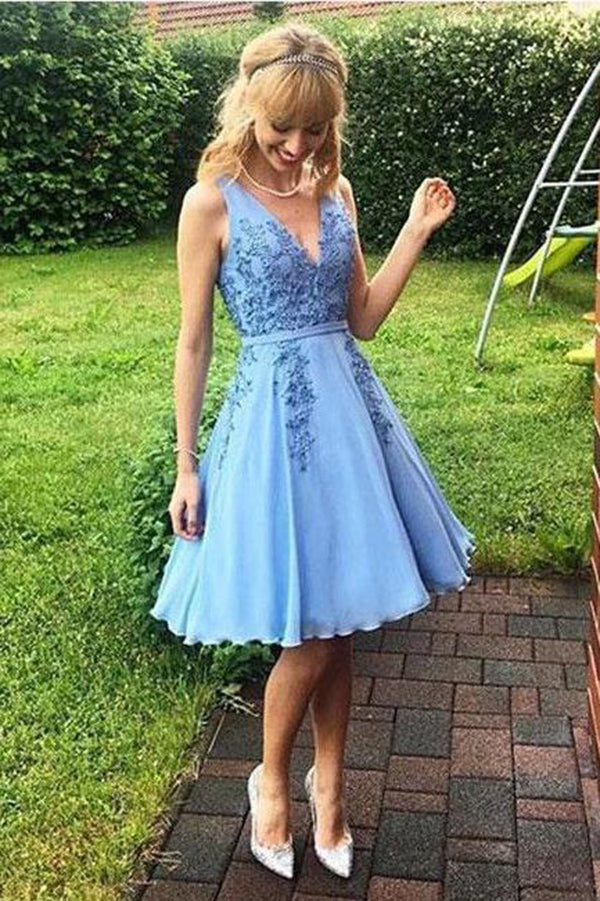 Ombreprom Homecoming Dress Sexy Deep V Neck Knee Length With Appliques Ombreprom Homecoming Dress Sexy Deep V Neck Knee Length With Appliques